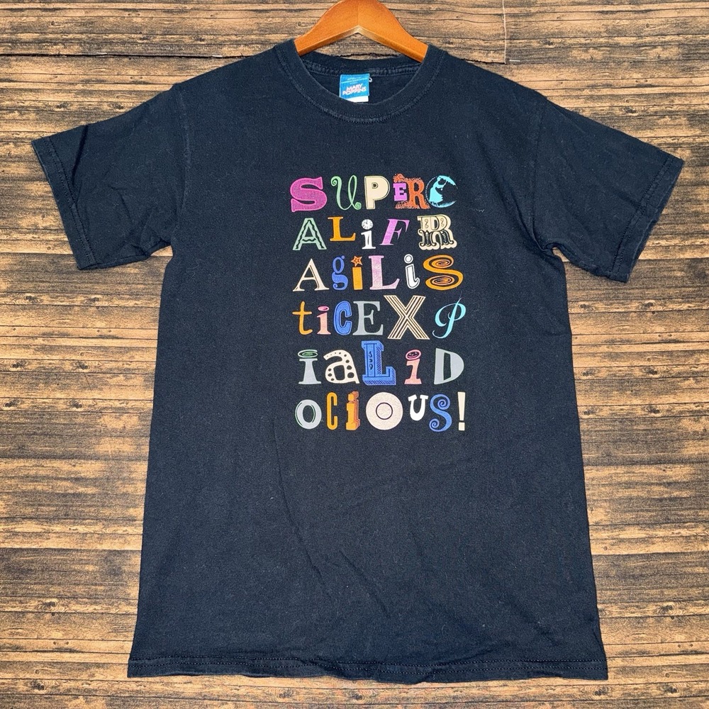 Vintage Y2K Mary Poppins T Shirt Size Small Black Disney Movie Graphic Tee